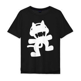 Мужская футболка хлопок Oversize с принтом Monstercat в Новосибирске, 100% хлопок | свободный крой, круглый ворот, “спинка” длиннее передней части | monstercat | клуб | клубная музыка | кот | котенок | кошка | лейбл | монстар | монстар кет | монстер | музыка | танцевальная музыка | электронная | электронная музыка