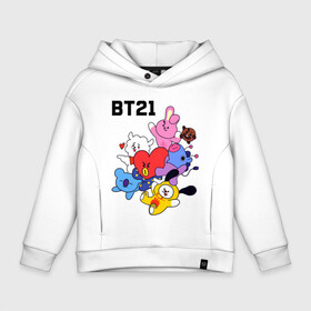 Детское худи Oversize хлопок с принтом BT21 Mascots в Новосибирске, френч-терри — 70% хлопок, 30% полиэстер. Мягкий теплый начес внутри —100% хлопок | боковые карманы, эластичные манжеты и нижняя кромка, капюшон на магнитной кнопке | Тематика изображения на принте: bangtan boys | bt21mascots | bts | chimmy | cooky | koya | mang | rj | shooky | tata | van