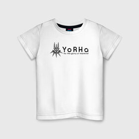 Детская футболка хлопок с принтом YoRHa Logo в Новосибирске, 100% хлопок | круглый вырез горловины, полуприлегающий силуэт, длина до линии бедер | Тематика изображения на принте: nier automata | nier automata logo | yorha