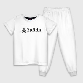 Детская пижама хлопок с принтом YoRHa Logo в Новосибирске, 100% хлопок |  брюки и футболка прямого кроя, без карманов, на брюках мягкая резинка на поясе и по низу штанин
 | Тематика изображения на принте: nier automata | nier automata logo | yorha