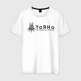 Мужская футболка хлопок с принтом YoRHa Logo в Новосибирске, 100% хлопок | прямой крой, круглый вырез горловины, длина до линии бедер, слегка спущенное плечо. | nier automata | nier automata logo | yorha
