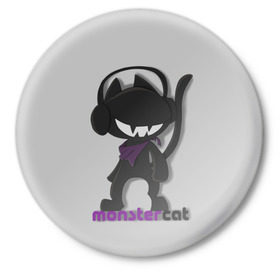 Значок с принтом Monstercat в Новосибирске,  металл | круглая форма, металлическая застежка в виде булавки | monstercat | клуб | клубная музыка | кот | котенок | кошка | лейбл | монстар | монстар кет | монстер | музыка | танцевальная музыка | электронная | электронная музыка