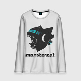 Мужской лонгслив 3D с принтом Monstercat в Новосибирске, 100% полиэстер | длинные рукава, круглый вырез горловины, полуприлегающий силуэт | monstercat | клуб | клубная музыка | кот | котенок | кошка | лейбл | монстар | монстар кет | монстер | музыка | танцевальная музыка | электронная | электронная музыка