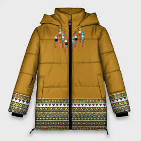 Женская зимняя куртка 3D с принтом индейское национальное платье в Новосибирске, верх — 100% полиэстер; подкладка — 100% полиэстер; утеплитель — 100% полиэстер | длина ниже бедра, силуэт Оверсайз. Есть воротник-стойка, отстегивающийся капюшон и ветрозащитная планка. 

Боковые карманы с листочкой на кнопках и внутренний карман на молнии | ethno | indians | native american | ttibal | америка | индейцы | трибал | узор. орнамент | этника