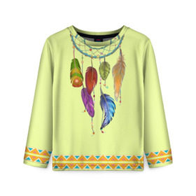 Детский лонгслив 3D с принтом индейское платье в Новосибирске, 100% полиэстер | длинные рукава, круглый вырез горловины, полуприлегающий силуэт
 | ethno | indians | native american | ttibal | америка | индейцы | ловец снов | перья | трибал | узор. орнамент | этника