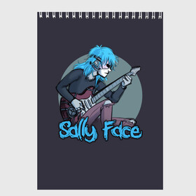 Скетчбук с принтом Sally Face в Новосибирске, 100% бумага
 | 48 листов, плотность листов — 100 г/м2, плотность картонной обложки — 250 г/м2. Листы скреплены сверху удобной пружинной спиралью | sally face | загадка | лицо | протез | салли фейс | соседи | странные | тайна | ужас | фишер