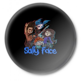 Значок с принтом Sally Face в Новосибирске,  металл | круглая форма, металлическая застежка в виде булавки | 