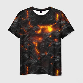 Мужская футболка 3D с принтом Лава в Новосибирске, 100% полиэфир | прямой крой, круглый вырез горловины, длина до линии бедер | background | effusion | eruption | fashion | fire | hot | lava | liquid | melt | mountain | photo | rock | style | viscous | volcano | вулкан | вязкая | горная | жидкая | извержение | лава | масса | мода | огонь | порода | раскалённая | расплав | с