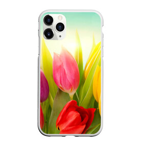 Чехол для iPhone 11 Pro матовый с принтом Тюльпаны в Новосибирске, Силикон |  | бабушке | девочке | девушке | дочке | желтые цветы | женщине | маме | подруге | природа | розовые цветы | розы | сестре | теще | тюльпаны | цветы