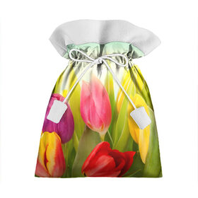 Подарочный 3D мешок с принтом Тюльпаны в Новосибирске, 100% полиэстер | Размер: 29*39 см | бабушке | девочке | девушке | дочке | желтые цветы | женщине | маме | подруге | природа | розовые цветы | розы | сестре | теще | тюльпаны | цветы