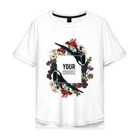Мужская футболка хлопок Oversize с принтом Ваш выбор в Новосибирске, 100% хлопок | свободный крой, круглый ворот, “спинка” длиннее передней части | Тематика изображения на принте: ваш выбор | ласточка | птички | цветы