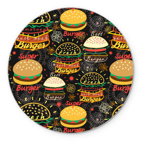 Коврик круглый с принтом Гамбургеры в Новосибирске, резина и полиэстер | круглая форма, изображение наносится на всю лицевую часть | hamburgers | sandwic | булочка | бутерброды | быстрая | гамбургер | гамбургеры | геометрический | графика | еда | зелень | иллюстрация | картинка | кунжут | мода | мясо | надпись | орнамент | рисунок | свежий