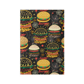 Обложка для паспорта матовая кожа с принтом Гамбургеры в Новосибирске, натуральная матовая кожа | размер 19,3 х 13,7 см; прозрачные пластиковые крепления | hamburgers | sandwic | булочка | бутерброды | быстрая | гамбургер | гамбургеры | геометрический | графика | еда | зелень | иллюстрация | картинка | кунжут | мода | мясо | надпись | орнамент | рисунок | свежий