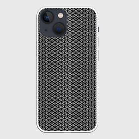 Чехол для iPhone 13 mini с принтом Кольчуга в Новосибирске,  |  | ancient | black | chainmail | clothing | hero | iron | metal | protection | rings | shirt | блеск | блик | богатырь | геометрический | графика | древний | железо | защита | иллюстрация | картинка | кольца | кольчуга | металл | мода | одежда