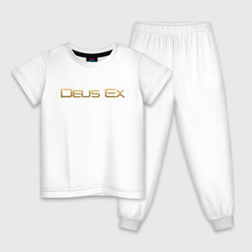 Детская пижама хлопок с принтом DEUS EX в Новосибирске, 100% хлопок |  брюки и футболка прямого кроя, без карманов, на брюках мягкая резинка на поясе и по низу штанин
 | cyberpunk | deus ex | future | game | будущ | игра | киберпанк