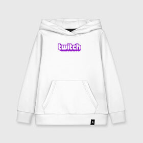 Детская толстовка хлопок с принтом Twitch Logo в Новосибирске, 100% хлопок | Круглый горловой вырез, эластичные манжеты, пояс, капюшен | game | gamer | logo | twitch | twitties | игры | логотип | стрим | твитч