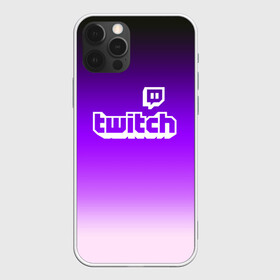 Чехол для iPhone 12 Pro с принтом Twitch в Новосибирске, силикон | область печати: задняя сторона чехла, без боковых панелей | game | gamer | logo | twitch | twitties | градиент | игры | логотип | стрим | твитч