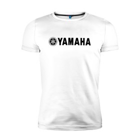 Мужская футболка премиум с принтом YAMAHA в Новосибирске, 92% хлопок, 8% лайкра | приталенный силуэт, круглый вырез ворота, длина до линии бедра, короткий рукав | bike | moto | motorcycle | r1 | r6 | yamaha | байк | мото | мотоциклы | ямаха