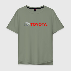 Мужская футболка хлопок Oversize с принтом TOYOTA в Новосибирске, 100% хлопок | свободный крой, круглый ворот, “спинка” длиннее передней части | auto | sport | toyota | авто | автомобиль | автомобильные | бренд | марка | машины | спорт | тойота