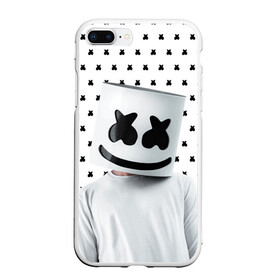 Чехол для iPhone 7Plus/8 Plus матовый с принтом MARSHMELLO White в Новосибирске, Силикон | Область печати: задняя сторона чехла, без боковых панелей | marsh | marshmallow | marshmello | marshmelo | mello | music | smile | диджей | лого | маршмеллов | маршмеллоу | маршмеллу | маршмело | маршмелов | маршмелоу | музыка | музыкант | рожица | трэп | улыбка | хаус