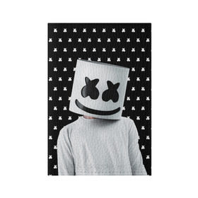 Обложка для паспорта матовая кожа с принтом MARSHMELLO Black в Новосибирске, натуральная матовая кожа | размер 19,3 х 13,7 см; прозрачные пластиковые крепления | Тематика изображения на принте: marsh | marshmallow | marshmello | marshmelo | mello | music | smile | диджей | лого | маршмеллов | маршмеллоу | маршмеллу | маршмело | маршмелов | маршмелоу | музыка | музыкант | рожица | трэп | улыбка | хаус