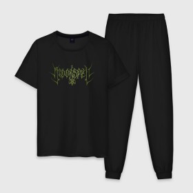 Мужская пижама хлопок с принтом Moonspell в Новосибирске, 100% хлопок | брюки и футболка прямого кроя, без карманов, на брюках мягкая резинка на поясе и по низу штанин
 | Тематика изображения на принте: black | folk | gothic | gothic black | moonspell | symphonic black
