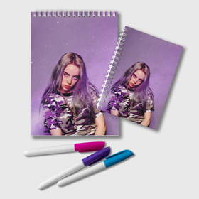 Блокнот с принтом Billie Eilish в Новосибирске, 100% бумага | 48 листов, плотность листов — 60 г/м2, плотность картонной обложки — 250 г/м2. Листы скреплены удобной пружинной спиралью. Цвет линий — светло-серый
 | billie eilish | lovely | music | ocean eyes | pop | билли айлиш | девушка | музыка | океан | поп | эйлиш | элиш