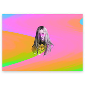 Поздравительная открытка с принтом Billie Eilish в Новосибирске, 100% бумага | плотность бумаги 280 г/м2, матовая, на обратной стороне линовка и место для марки
 | billie eilish | lovely | music | ocean eyes | pop | билли айлиш | девушка | музыка | океан | поп | эйлиш | элиш