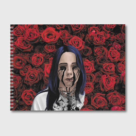 Альбом для рисования с принтом Billie Roses в Новосибирске, 100% бумага
 | матовая бумага, плотность 200 мг. | billie eilish | lovely | music | ocean eyes | pop | билли айлиш | девушка | музыка | океан | поп | эйлиш | элиш