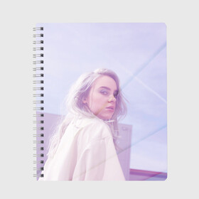 Тетрадь с принтом Pink Billie Eilish в Новосибирске, 100% бумага | 48 листов, плотность листов — 60 г/м2, плотность картонной обложки — 250 г/м2. Листы скреплены сбоку удобной пружинной спиралью. Уголки страниц и обложки скругленные. Цвет линий — светло-серый
 | billie eilish | lovely | music | ocean eyes | pop | билли айлиш | девушка | музыка | океан | поп | эйлиш | элиш