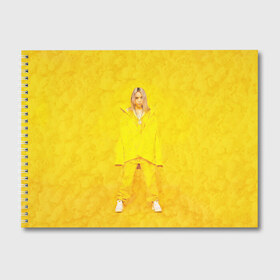 Альбом для рисования с принтом Yellow Billie в Новосибирске, 100% бумага
 | матовая бумага, плотность 200 мг. | billie eilish | lovely | music | ocean eyes | pop | билли айлиш | девушка | музыка | океан | поп | эйлиш | элиш