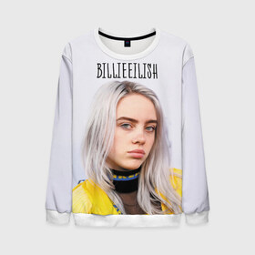 Мужской свитшот 3D с принтом BillieEilish в Новосибирске, 100% полиэстер с мягким внутренним слоем | круглый вырез горловины, мягкая резинка на манжетах и поясе, свободная посадка по фигуре | billie eilish | lovely | music | ocean eyes | pop | билли айлиш | девушка | музыка | океан | поп | эйлиш | элиш