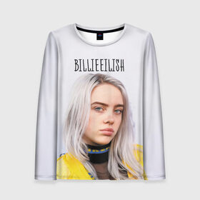 Женский лонгслив 3D с принтом BillieEilish в Новосибирске, 100% полиэстер | длинные рукава, круглый вырез горловины, полуприлегающий силуэт | billie eilish | lovely | music | ocean eyes | pop | билли айлиш | девушка | музыка | океан | поп | эйлиш | элиш