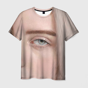 Мужская футболка 3D с принтом Ocean Eyes в Новосибирске, 100% полиэфир | прямой крой, круглый вырез горловины, длина до линии бедер | billie eilish | lovely | music | ocean eyes | pop | билли айлиш | девушка | музыка | океан | поп | эйлиш | элиш