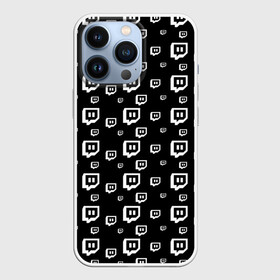 Чехол для iPhone 13 Pro с принтом Twitch в Новосибирске,  |  | black and white | game | gamer | logo | pattern | twitch | twitties | игры | логотип | паттерн | стрим | твитч | текстура | черно белый