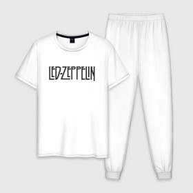 Мужская пижама хлопок с принтом Led Zeppelin в Новосибирске, 100% хлопок | брюки и футболка прямого кроя, без карманов, на брюках мягкая резинка на поясе и по низу штанин
 | blues rock | heavy | led zeppelin | progressive hard rock