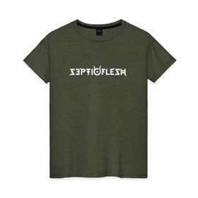 Женская футболка хлопок с принтом Septicflesh в Новосибирске, 100% хлопок | прямой крой, круглый вырез горловины, длина до линии бедер, слегка спущенное плечо | 