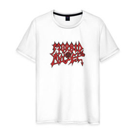 Мужская футболка хлопок с принтом Morbid Angel в Новосибирске, 100% хлопок | прямой крой, круглый вырез горловины, длина до линии бедер, слегка спущенное плечо. | Тематика изображения на принте: death | morbid angel