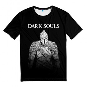 Мужская футболка 3D с принтом Dark Souls в Новосибирске, 100% полиэфир | прямой крой, круглый вырез горловины, длина до линии бедер | dark souls | games | praise the sun | игры | компьютерные игры | рыцарь | тёмные души