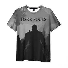 Мужская футболка 3D с принтом Dark Souls в Новосибирске, 100% полиэфир | прямой крой, круглый вырез горловины, длина до линии бедер | Тематика изображения на принте: dark souls | games | praise the sun | игры | компьютерные игры | рыцарь | тёмные души