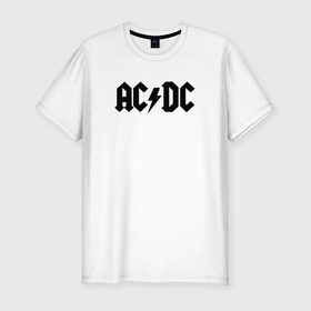 Мужская футболка премиум с принтом AC/DC в Новосибирске, 92% хлопок, 8% лайкра | приталенный силуэт, круглый вырез ворота, длина до линии бедра, короткий рукав | ac dc | blues rock | hard rock