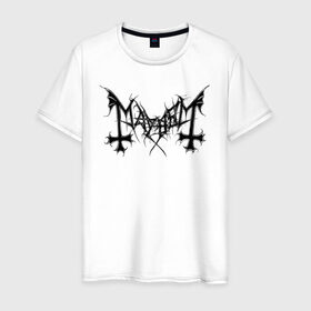 Мужская футболка хлопок с принтом Mayhem в Новосибирске, 100% хлопок | прямой крой, круглый вырез горловины, длина до линии бедер, слегка спущенное плечо. | black | death | mayhem