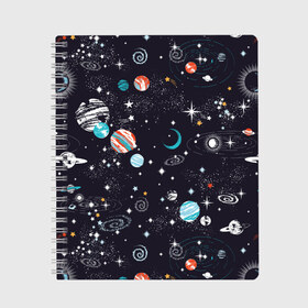 Тетрадь с принтом Космос в Новосибирске, 100% бумага | 48 листов, плотность листов — 60 г/м2, плотность картонной обложки — 250 г/м2. Листы скреплены сбоку удобной пружинной спиралью. Уголки страниц и обложки скругленные. Цвет линий — светло-серый
 | Тематика изображения на принте: comets | infinity | planets | sky | sp | space | stars | universe | бесконечность | вселенная | галактики | графика | звезды | иллюстрация | картинка | кометы | космос | мода | небо | ночь | планеты | рисунок | созвездия | солнце