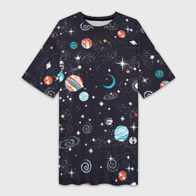 Платье-футболка 3D с принтом Космос в Новосибирске,  |  | comets | infinity | planets | sky | sp | space | stars | universe | бесконечность | вселенная | галактики | графика | звезды | иллюстрация | картинка | кометы | космос | мода | небо | ночь | планеты | рисунок | созвездия | солнце