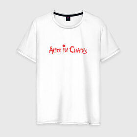 Мужская футболка хлопок с принтом Alice In Chains в Новосибирске, 100% хлопок | прямой крой, круглый вырез горловины, длина до линии бедер, слегка спущенное плечо. | Тематика изображения на принте: alice in chains | grunge | heavy