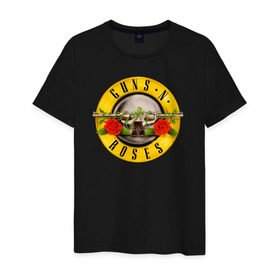 Мужская футболка хлопок с принтом Guns N` Roses в Новосибирске, 100% хлопок | прямой крой, круглый вырез горловины, длина до линии бедер, слегка спущенное плечо. | Тематика изображения на принте: guns n roses | hard rock