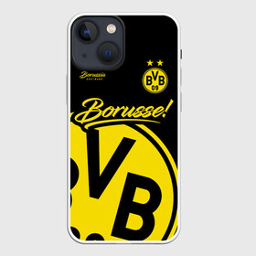 Чехол для iPhone 13 mini с принтом Боруссия Дортмунд в Новосибирске,  |  | borusse | borussia | borussia dortmund | bvb | dortmund | schwarzgelben | боруссия | боруссия дортмунд | бундеслига | германия | дортмунд | дортмундcкая боруссия | жёлто ченрые | форма | футбол | футболист | футбольная