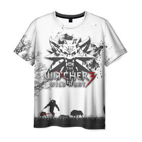 Мужская футболка 3D с принтом The Witcher 3: Wild Hunt в Новосибирске, 100% полиэфир | прямой крой, круглый вырез горловины, длина до линии бедер | wild hunt | арбалет | ведьмак 3 | геральт | дикая | магия | охота | сказка | сфера | фэнтези | цири