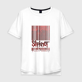 Мужская футболка хлопок Oversize с принтом Slipknot в Новосибирске, 100% хлопок | свободный крой, круглый ворот, “спинка” длиннее передней части | Тематика изображения на принте: code | metal | music | rock | штрих | штрихкод