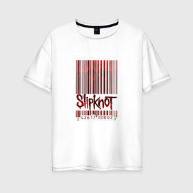 Женская футболка хлопок Oversize с принтом Slipknot в Новосибирске, 100% хлопок | свободный крой, круглый ворот, спущенный рукав, длина до линии бедер
 | code | metal | music | rock | штрих | штрихкод